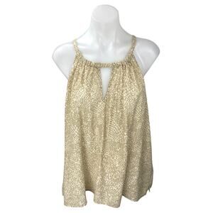NEW Gap Beige Khaki Sleeveless Halter Keyhole Tie Back Tank Blouse Top Size XL